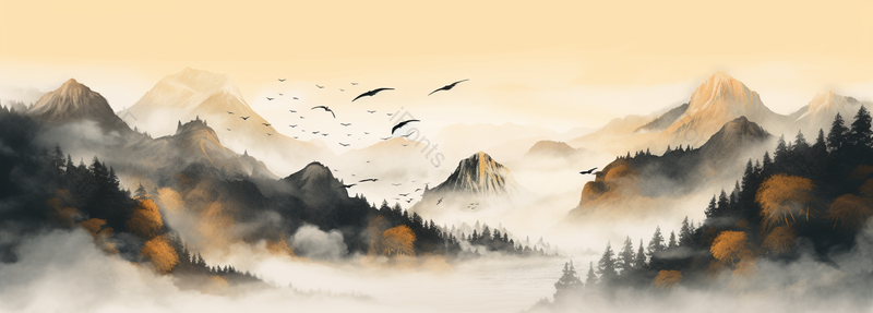 中国复古彩色水墨风景国画群山,插画/手绘图,插画/手绘图库,插画/手绘图下载,插画/手绘